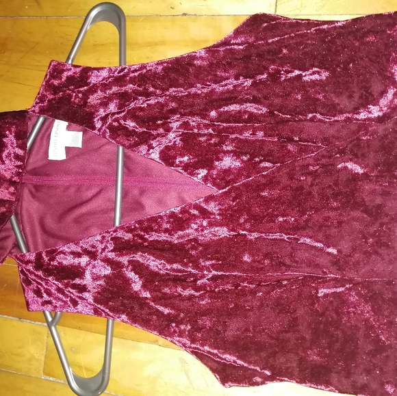 Vintage crushed velour red dress - Picture 3 of 4